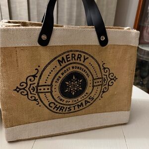 NWOT Merry Christmas mini Burlap Tote Bag
